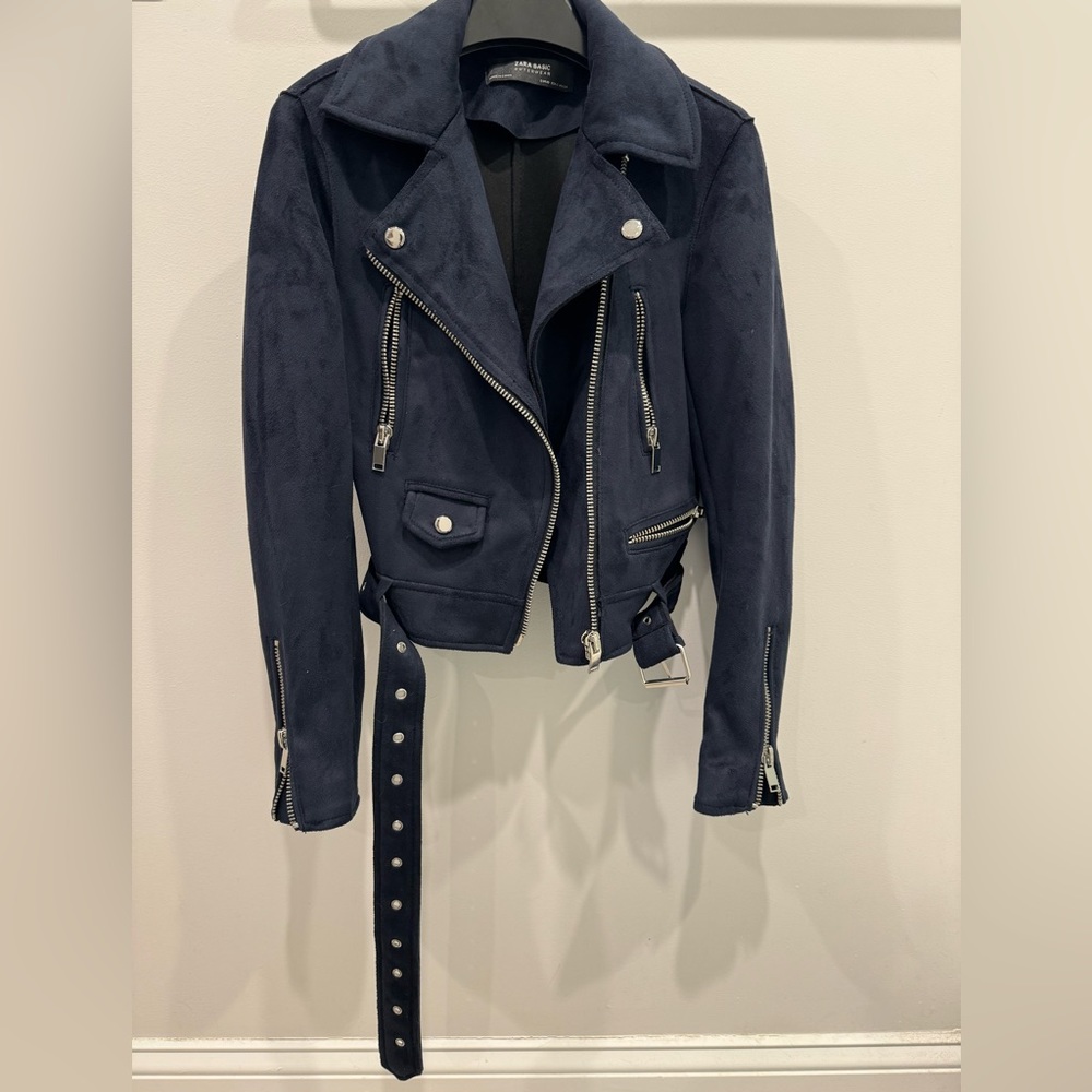 Zara Cropped Suede Leather Jacket